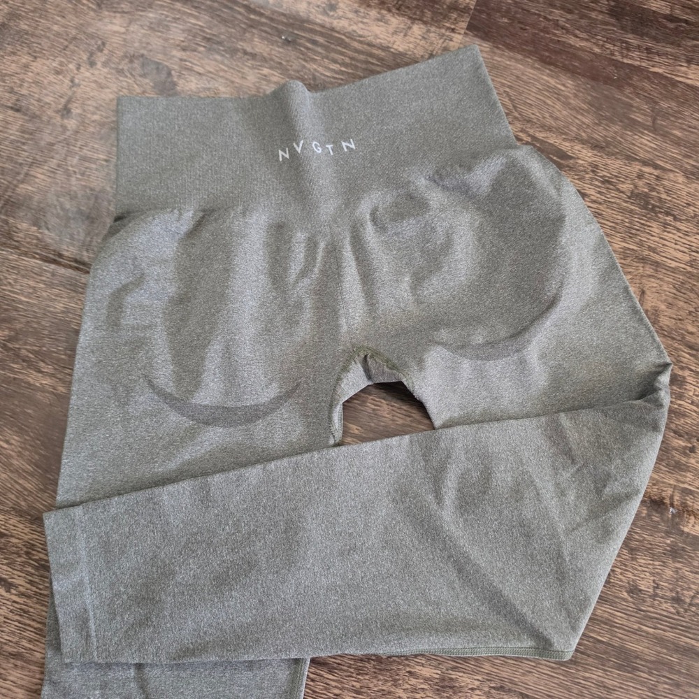 NVGTN Seamless Leggings Womens Large Olive Green Contour‎ High Waist Activewear